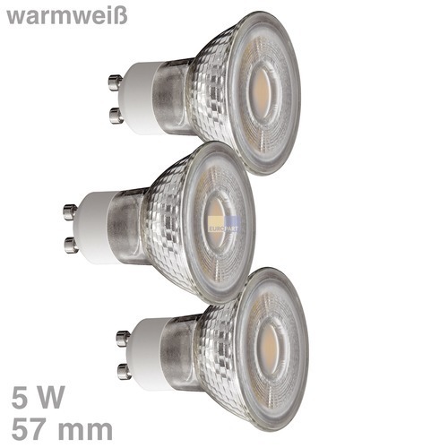 Klick zeigt Details von LED-Lampe GU10 5W warmweiß 38°Abstrahlwinkel, 3 Stück
