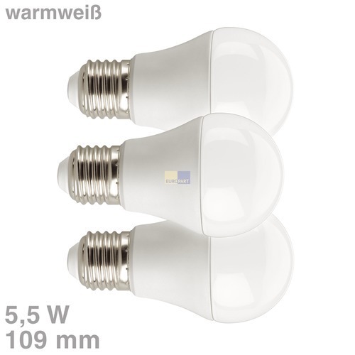 LED-Lampe E27 5,5W warmweiß 200°Abstrahlwinkel, 3 Stück