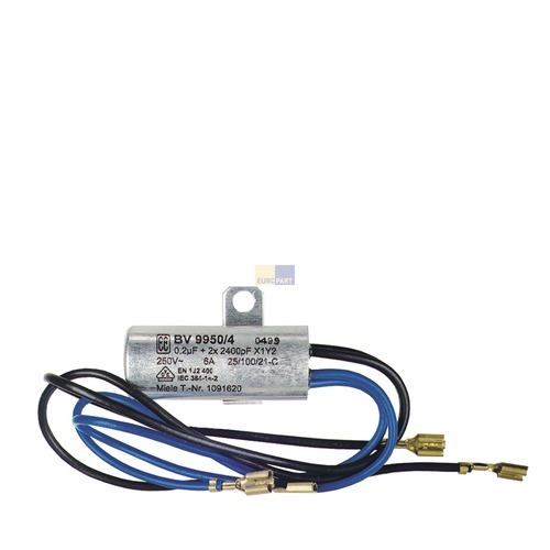 Klick zeigt Details von Entstörkondensator für Miele  BV 9950 / 4 0,2µF+2x2400pFx1y2