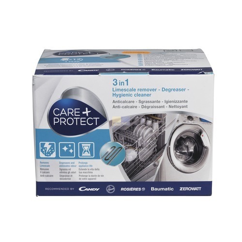 Klick zeigt Details von Maschinen-Reiniger Hoover 35601768 CDP1012 Care+Protect für Waschmaschine Geschirrspüler 12x50g