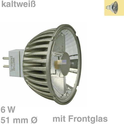 Klick zeigt Details von LED-Lampe GU5,3 / 51mmØ 6W kaltweiß