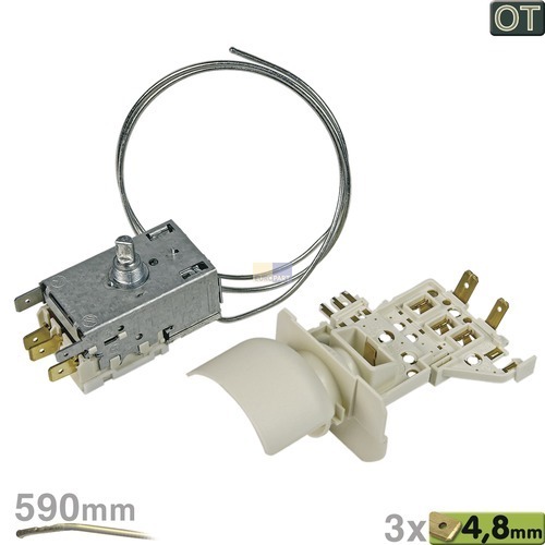 Klick zeigt Details von Thermostat K59-S1892 Ranco 590mm Kapillarrohr 3x4,8mm AMP + Lampenfassung
