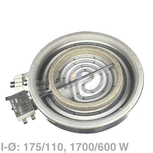 Klick zeigt Details von 2 Kreis-Strahlheizkörper 175/110mm  1700/600W, EGO 10.78661.004