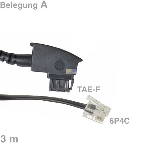 Klick zeigt Details von Kabel Anschlusskabel TAE-F / 6P4C 3m