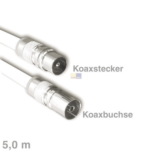 Klick zeigt Details von Kabel Koax-Hochgeflecht-Anschlusskabel Stecker/Buchse 5m
